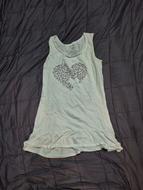 Old Navy Off Whitr Tank with Floral Heart and Ruffle Hemline